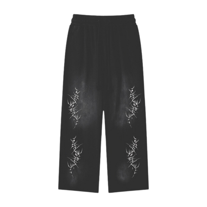 "Beyond The Grave" Acid Washed Sweatpants | Black